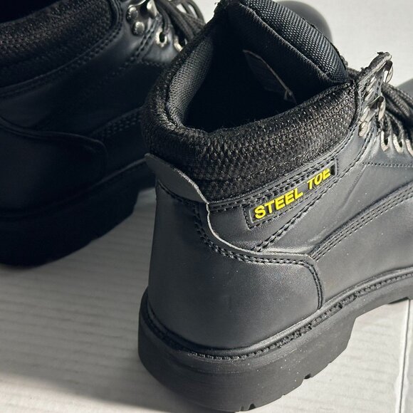 MENS 7W Black Leather Work Boots With steel safety toes main image 9